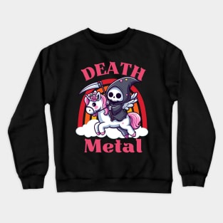 Death Metal - Cute Evil Reaper And Unicorn Crewneck Sweatshirt